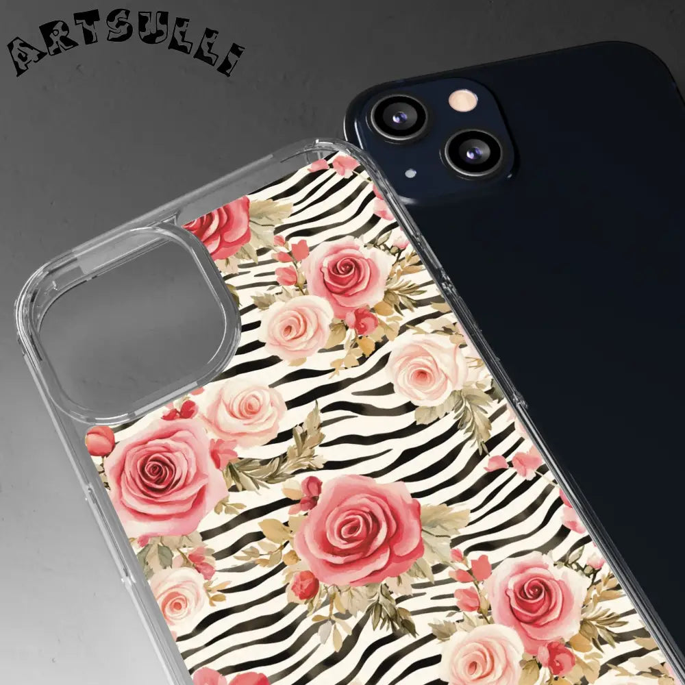 JAKKOUTTHEBXX Pink Floral Zebra Stripe Clear Case 2025