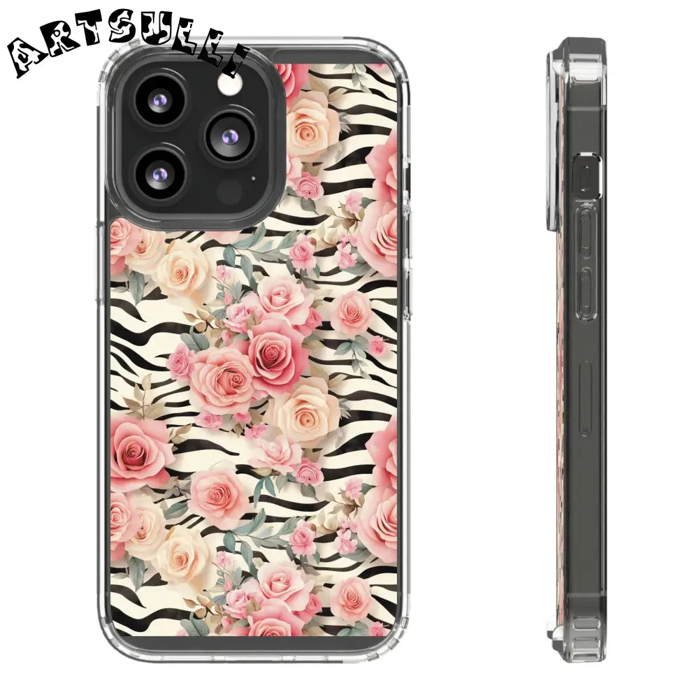 JAKKOUTTHEBXX Pink Floral Zebra Print Clear Case 2025