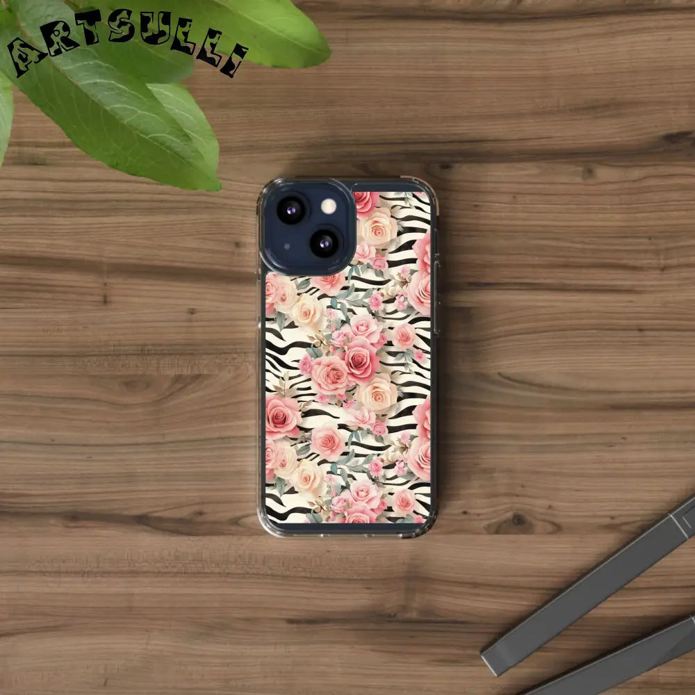 JAKKOUTTHEBXX Pink Floral Zebra Print Clear Case 2025