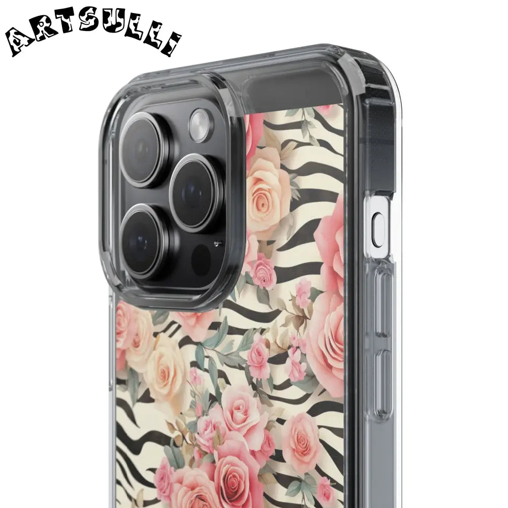 JAKKOUTTHEBXX Pink Floral Zebra Print Clear Case 2025