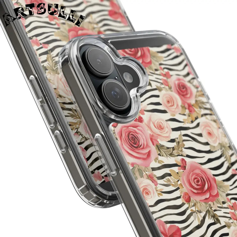 JAKKOUTTHEBXX Pink Floral Zebra Stripe Clear Case 2025