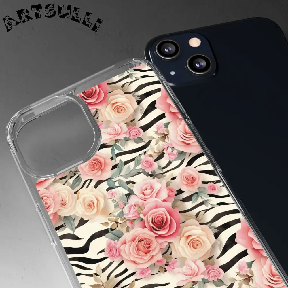 JAKKOUTTHEBXX Pink Floral Zebra Print Clear Case 2025