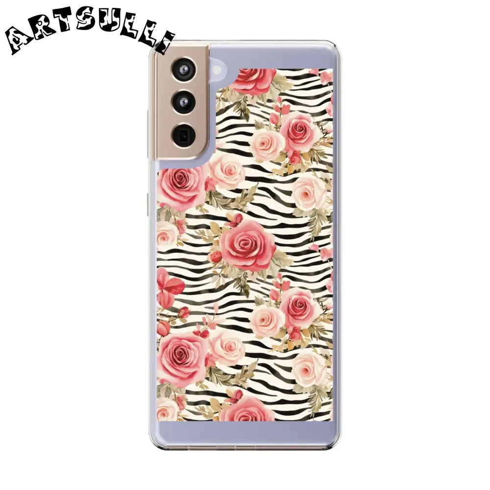 JAKKOUTTHEBXX Pink Floral Zebra Stripe Clear Case 2025