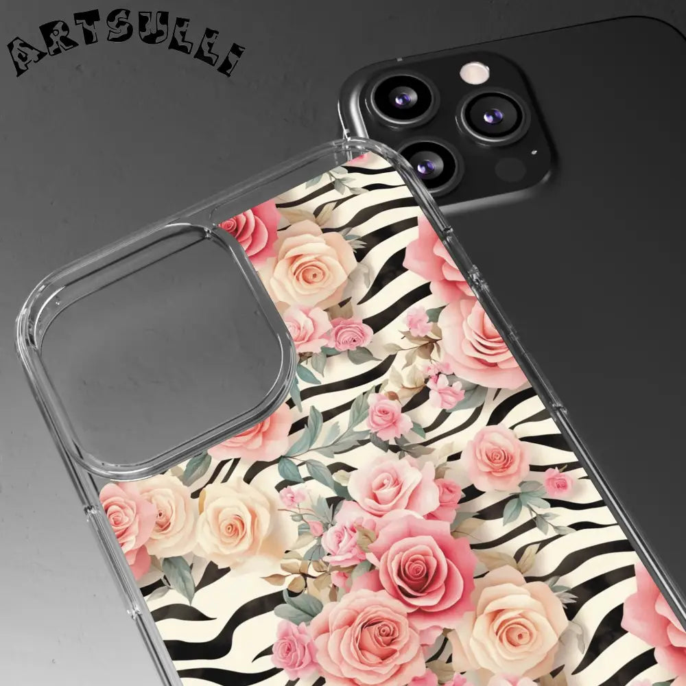 JAKKOUTTHEBXX Pink Floral Zebra Print Clear Case 2025