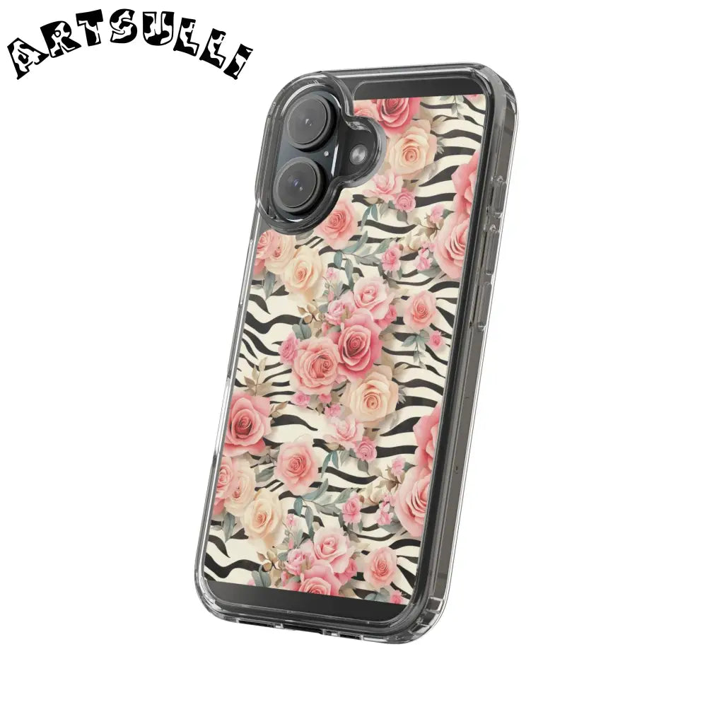 JAKKOUTTHEBXX Pink Floral Zebra Print Clear Case 2025