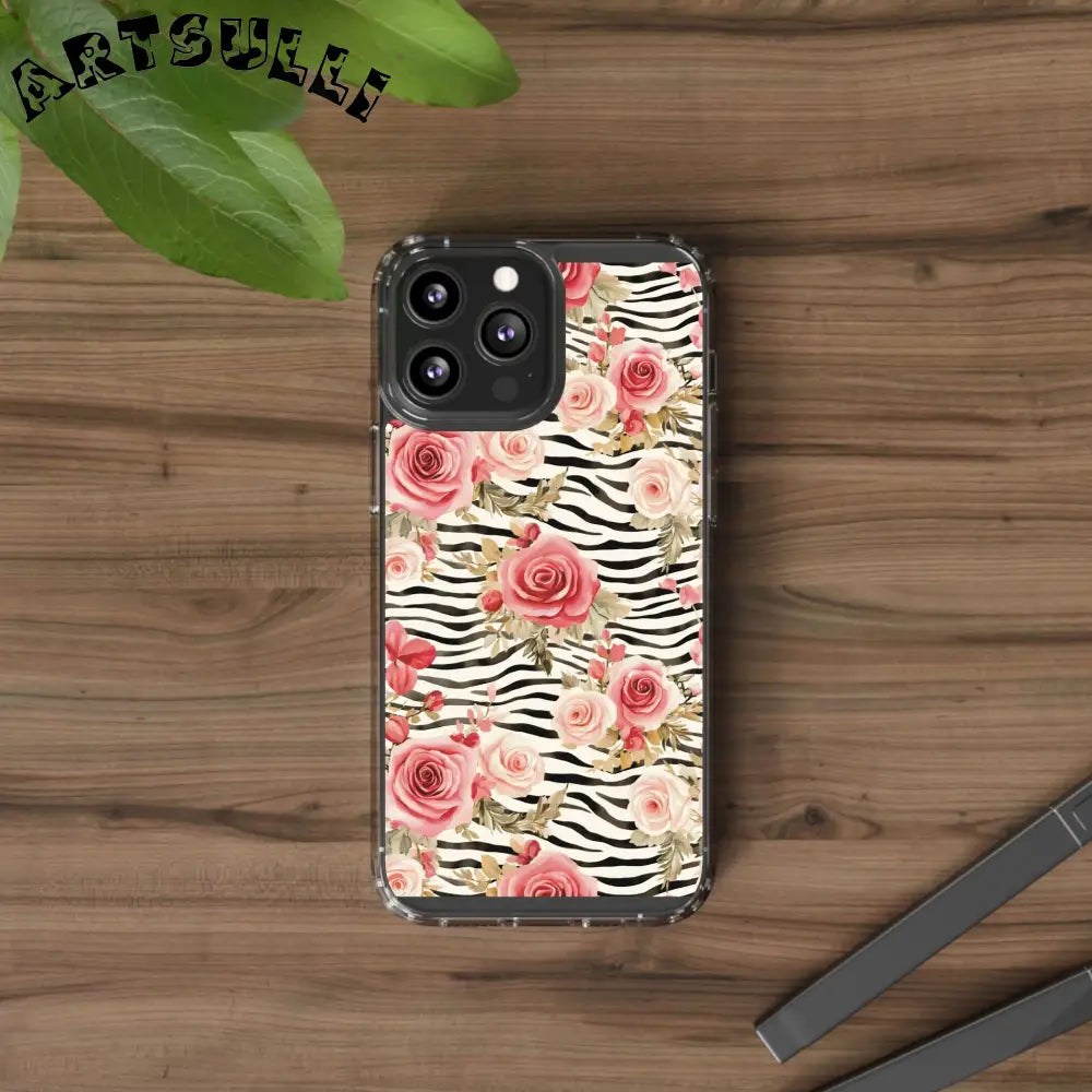 JAKKOUTTHEBXX Pink Floral Zebra Stripe Clear Case 2025
