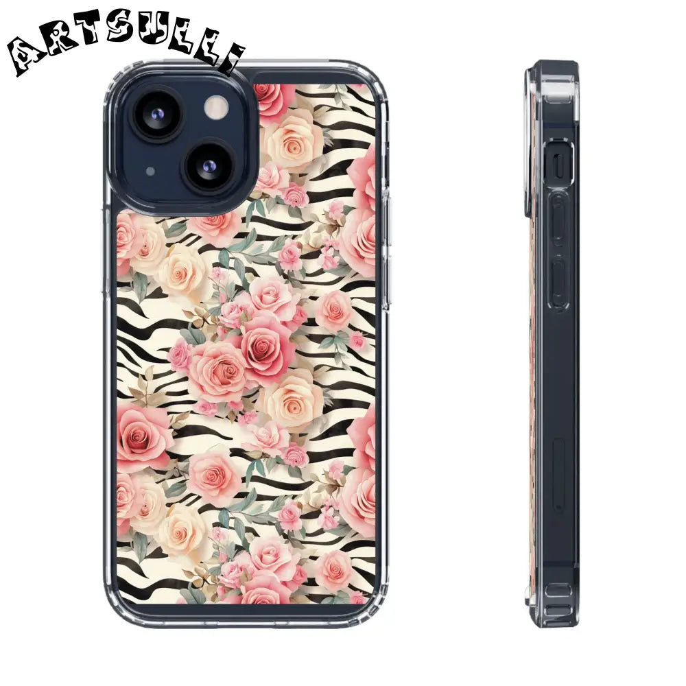 JAKKOUTTHEBXX Pink Floral Zebra Print Clear Case 2025