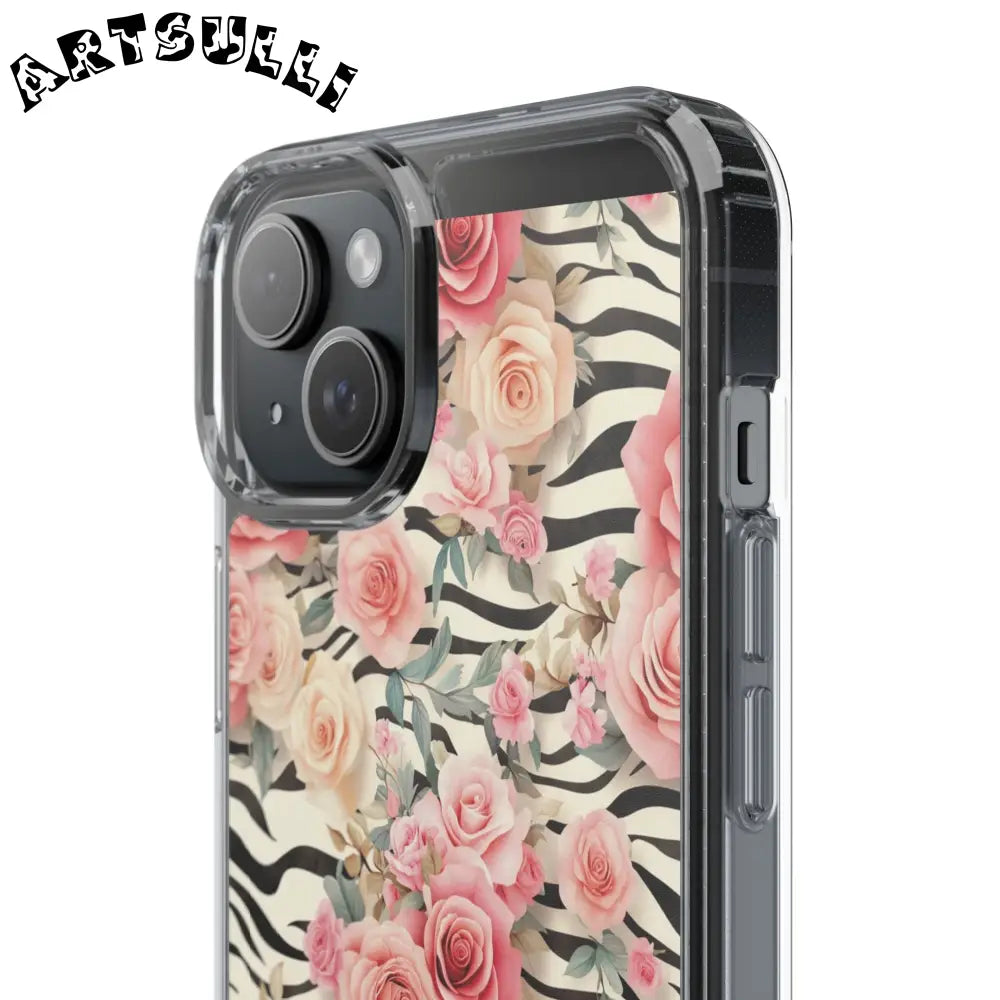JAKKOUTTHEBXX Pink Floral Zebra Print Clear Case 2025