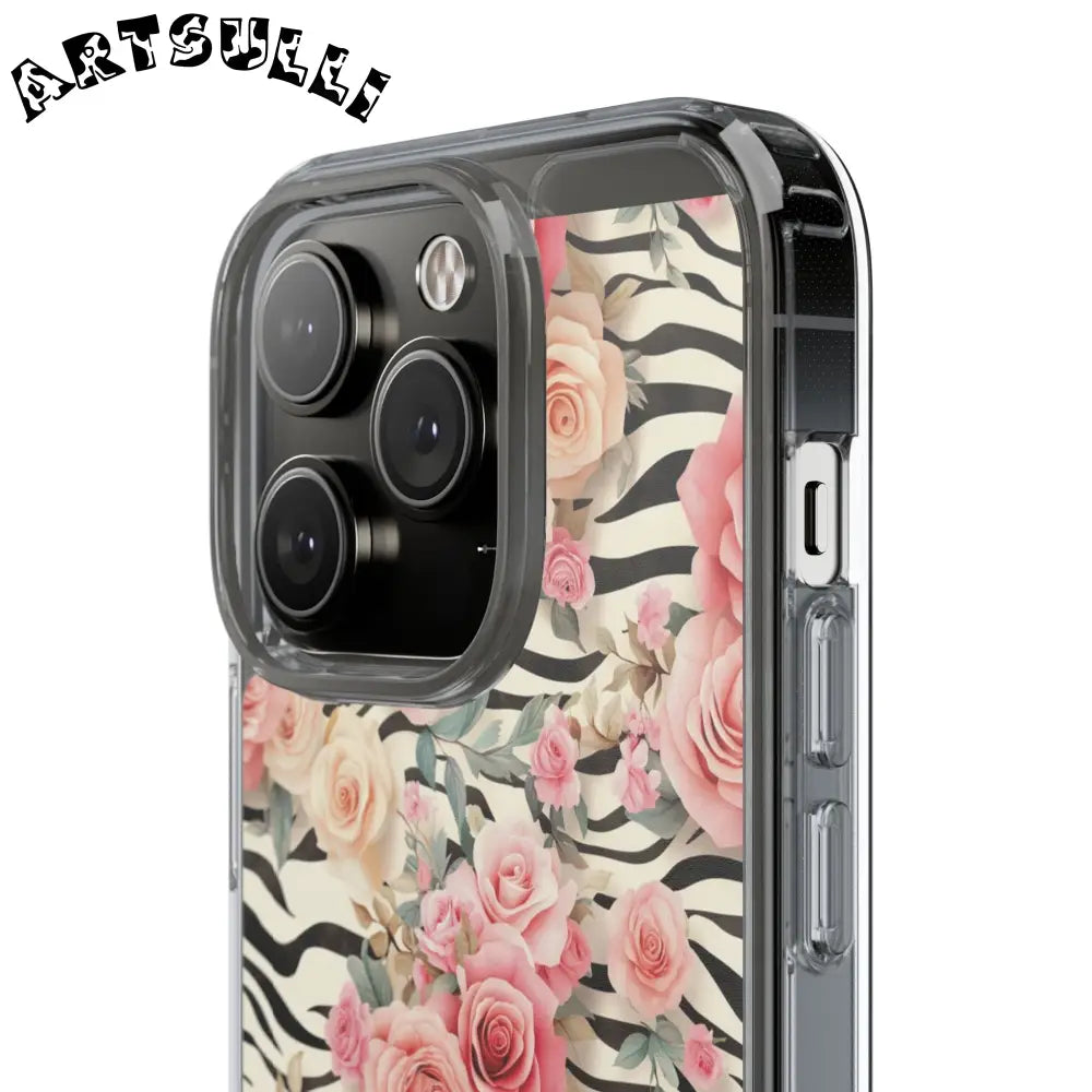 JAKKOUTTHEBXX Pink Floral Zebra Print Clear Case 2025