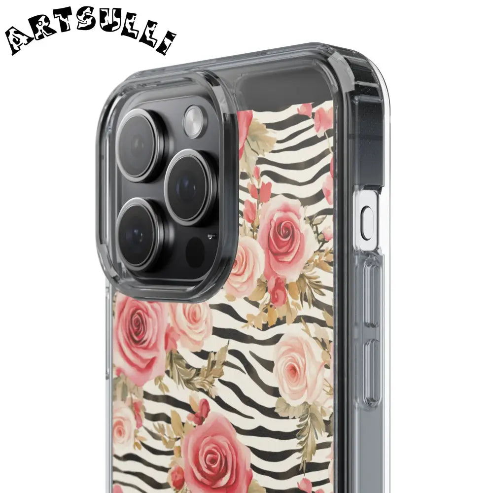 JAKKOUTTHEBXX Pink Floral Zebra Stripe Clear Case 2025