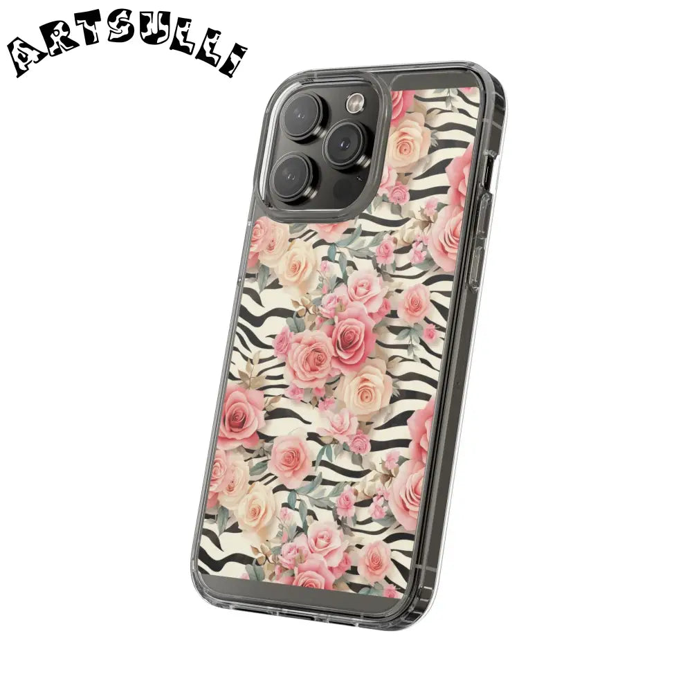 JAKKOUTTHEBXX Pink Floral Zebra Print Clear Case 2025