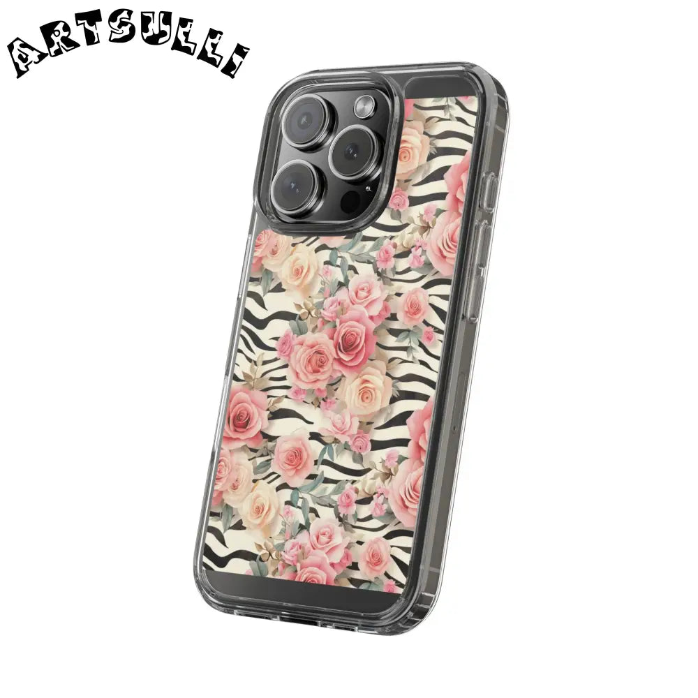 JAKKOUTTHEBXX Pink Floral Zebra Print Clear Case 2025