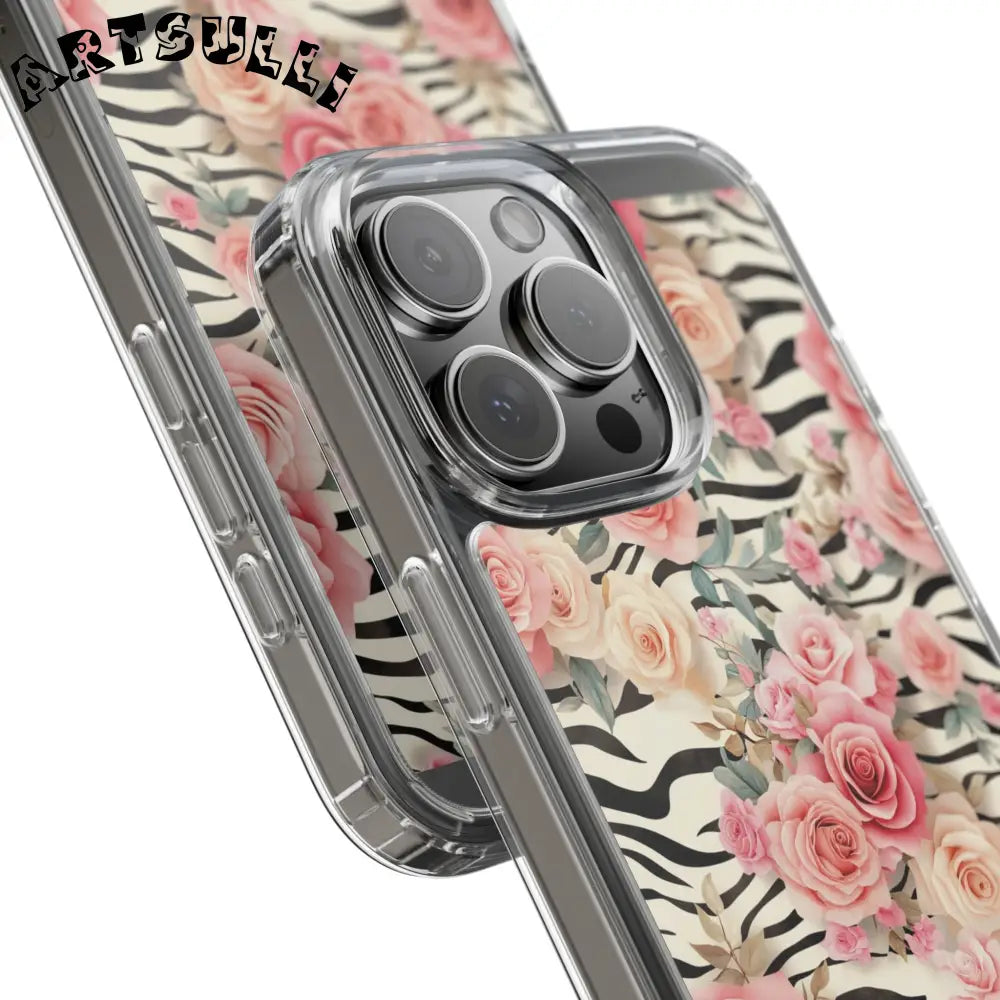 JAKKOUTTHEBXX Pink Floral Zebra Print Clear Case 2025