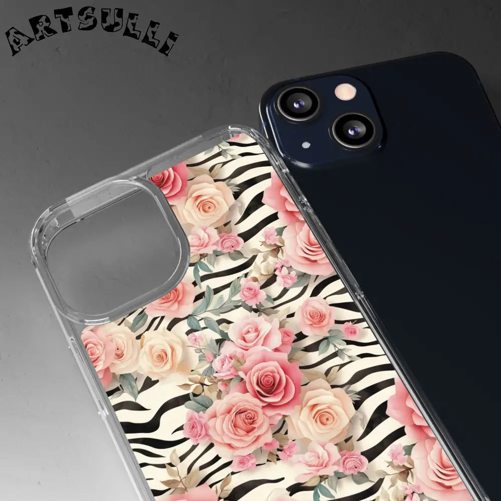 JAKKOUTTHEBXX Pink Floral Zebra Print Clear Case 2025