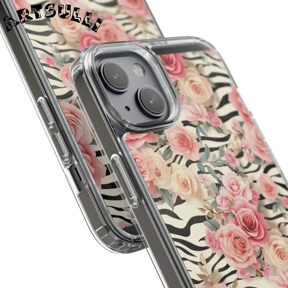 JAKKOUTTHEBXX Pink Floral Zebra Print Clear Case 2025
