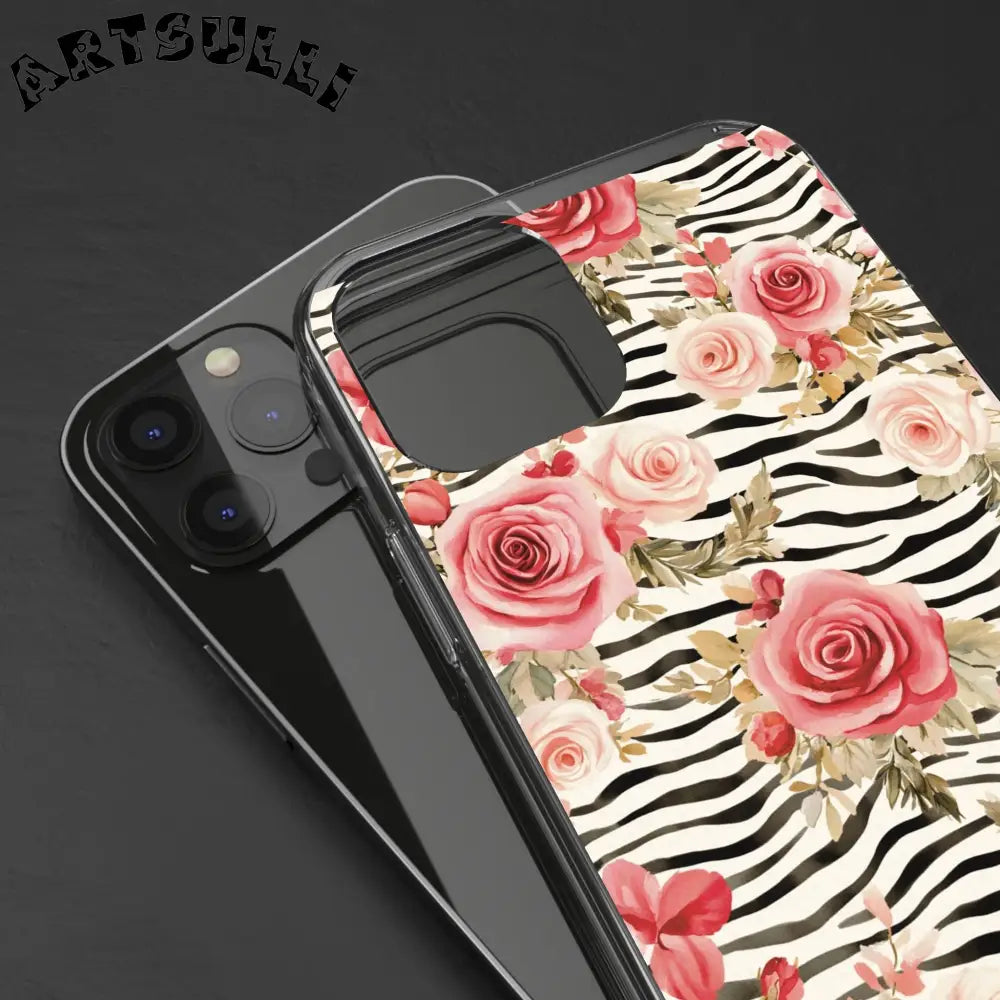 JAKKOUTTHEBXX Pink Floral Zebra Stripe Clear Case 2025