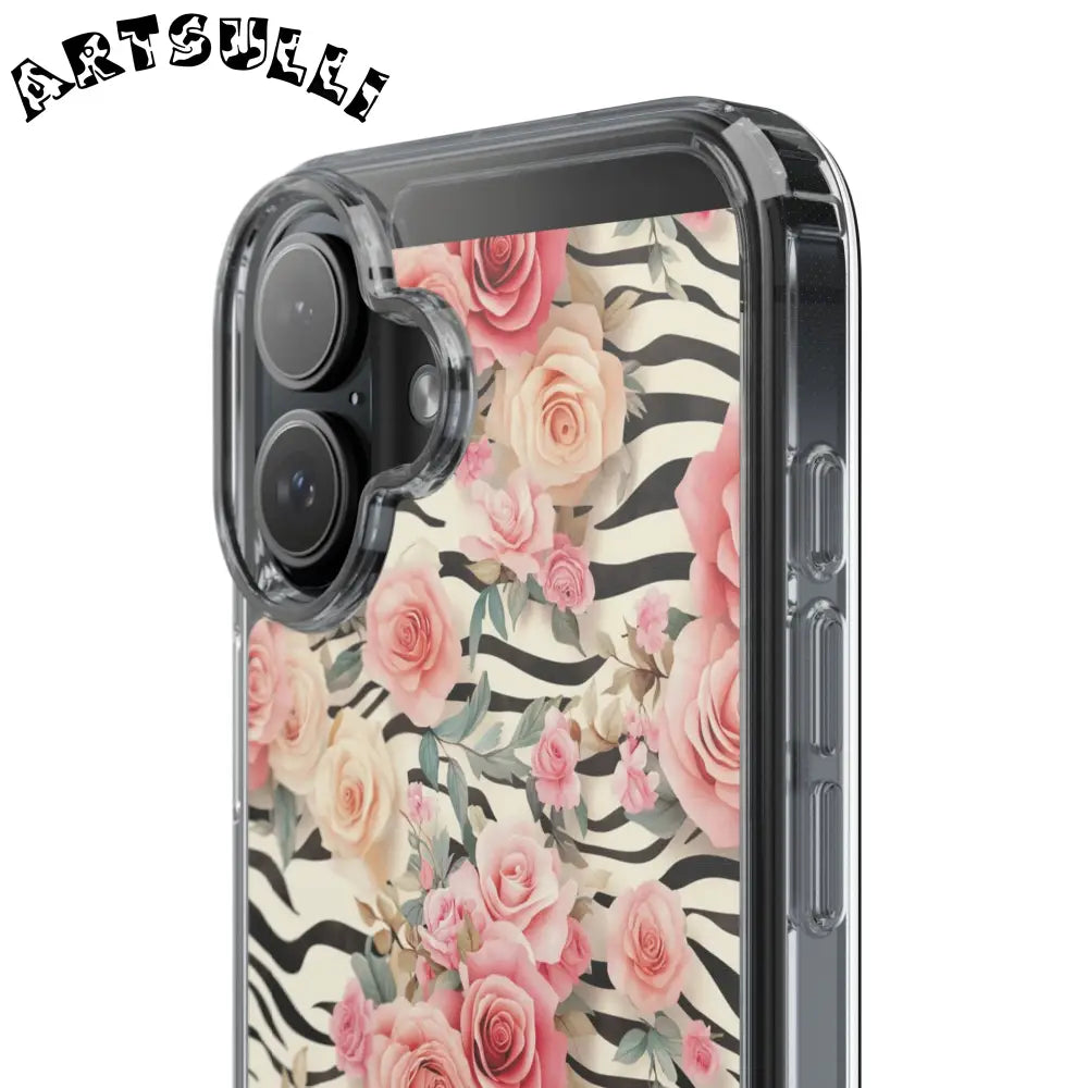 JAKKOUTTHEBXX Pink Floral Zebra Print Clear Case 2025