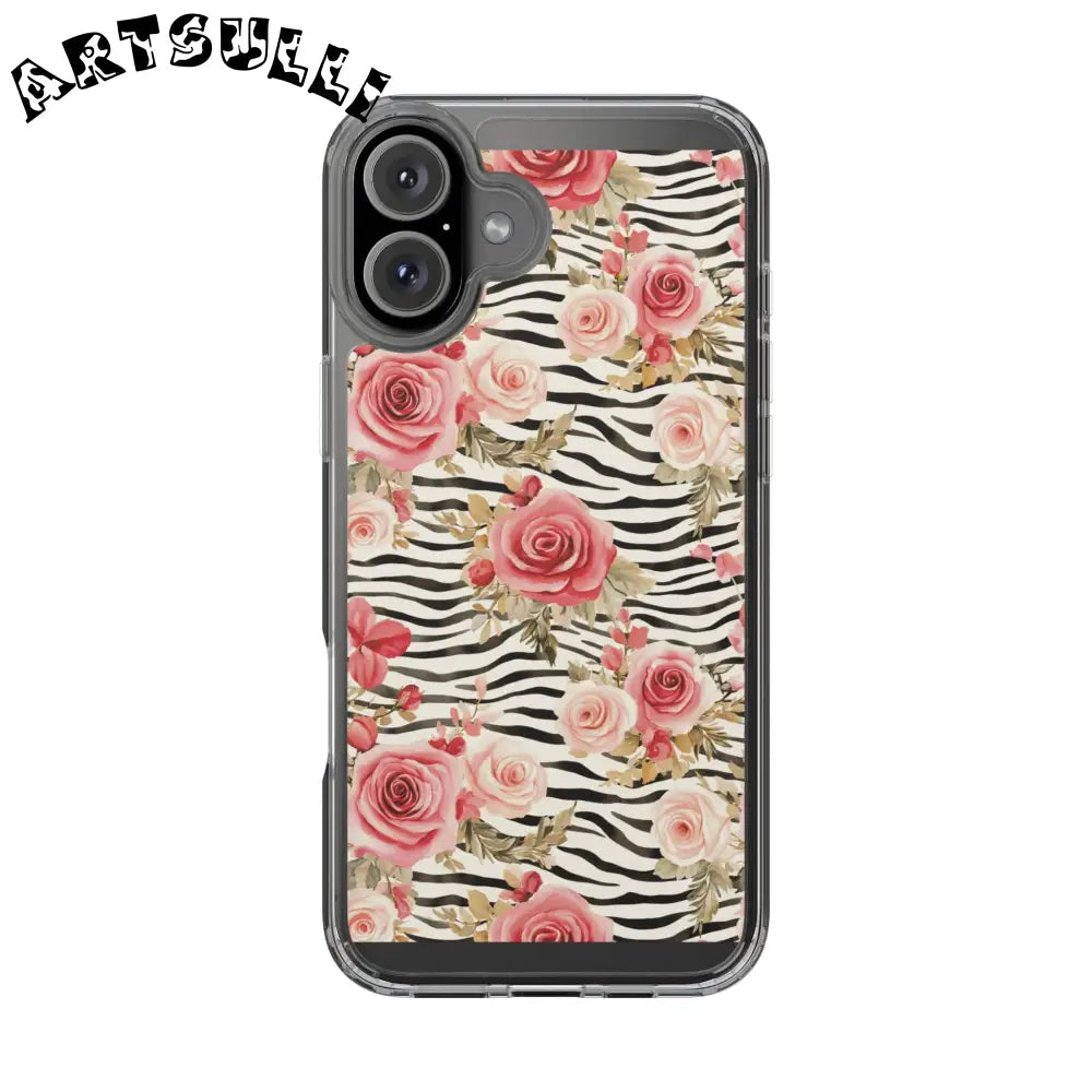 JAKKOUTTHEBXX Pink Floral Zebra Stripe Clear Case 2025