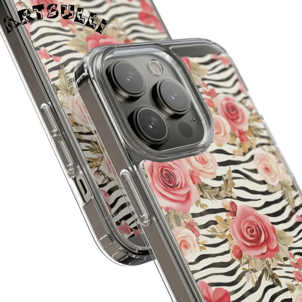 JAKKOUTTHEBXX Pink Floral Zebra Stripe Clear Case 2025