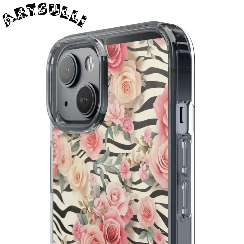 JAKKOUTTHEBXX Pink Floral Zebra Print Clear Case 2025