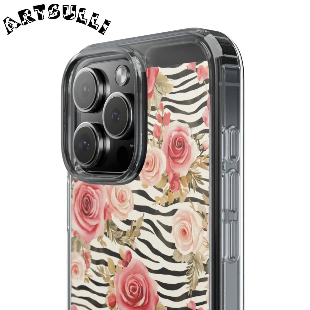 JAKKOUTTHEBXX Pink Floral Zebra Stripe Clear Case 2025