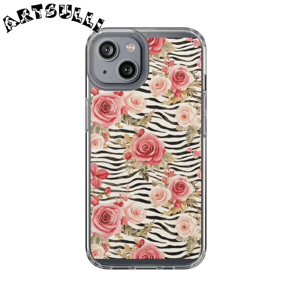 JAKKOUTTHEBXX Pink Floral Zebra Stripe Clear Case 2025