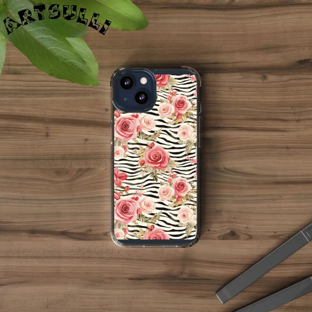 JAKKOUTTHEBXX Pink Floral Zebra Stripe Clear Case 2025