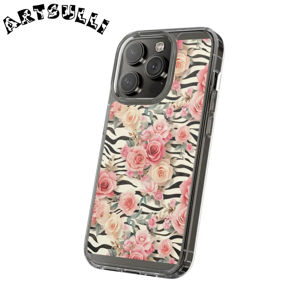 JAKKOUTTHEBXX Pink Floral Zebra Print Clear Case 2025