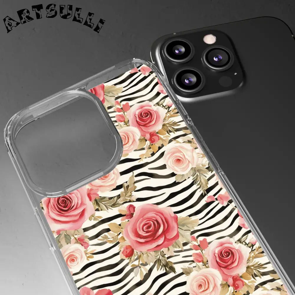 JAKKOUTTHEBXX Pink Floral Zebra Stripe Clear Case 2025