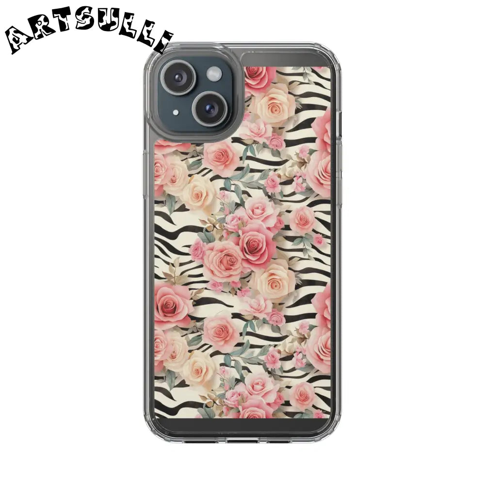 JAKKOUTTHEBXX Pink Floral Zebra Print Clear Case 2025