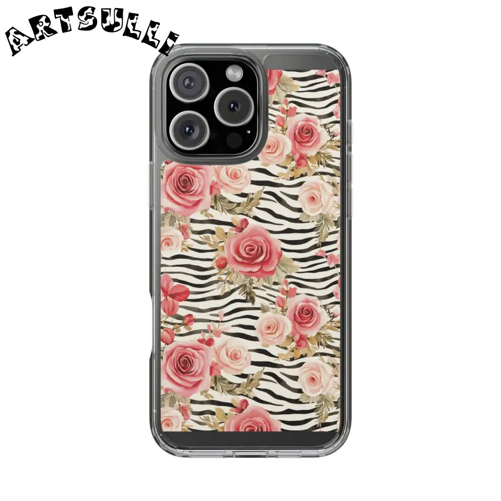 JAKKOUTTHEBXX Pink Floral Zebra Stripe Clear Case 2025