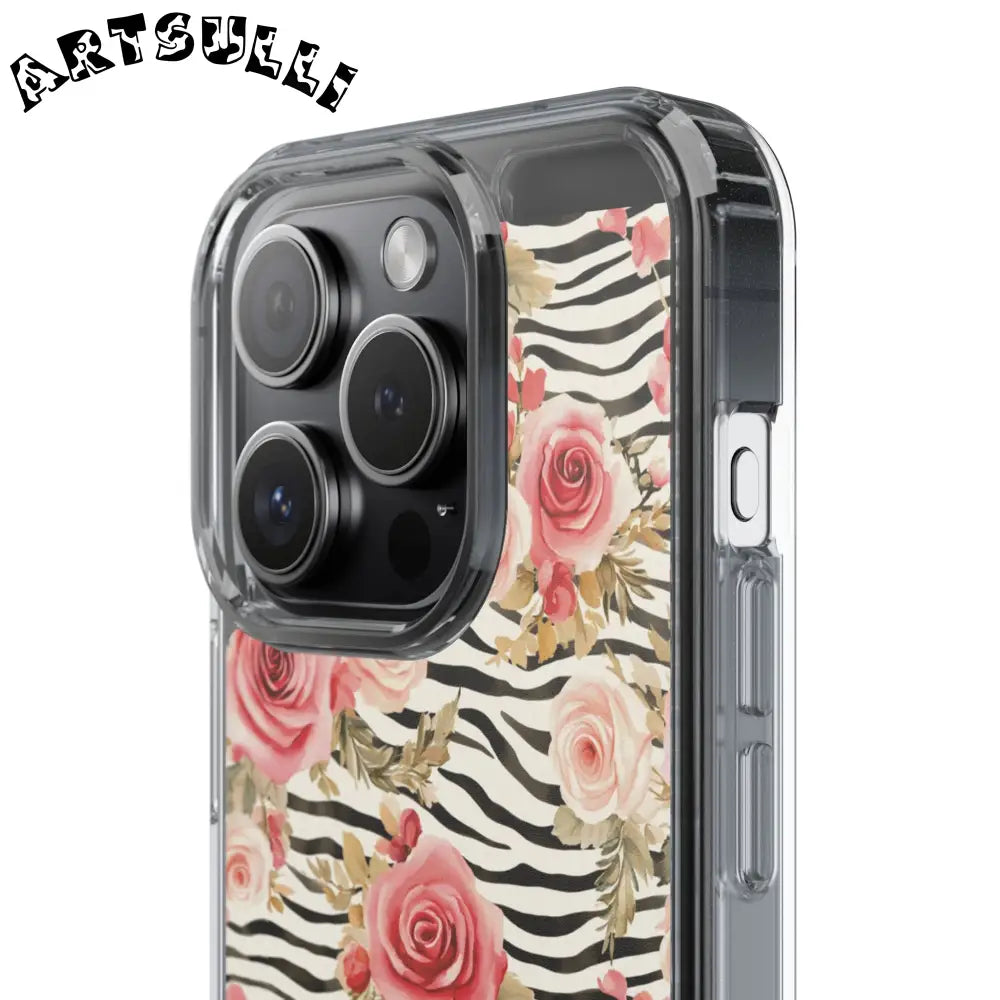 JAKKOUTTHEBXX Pink Floral Zebra Stripe Clear Case 2025
