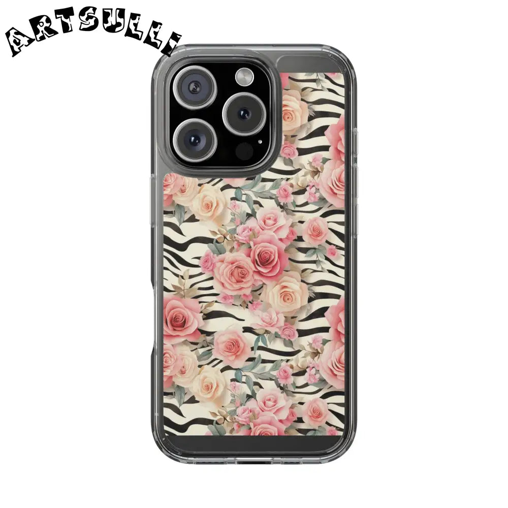 JAKKOUTTHEBXX Pink Floral Zebra Print Clear Case 2025