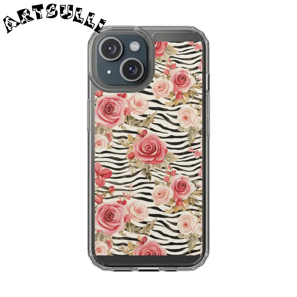 JAKKOUTTHEBXX Pink Floral Zebra Stripe Clear Case 2025