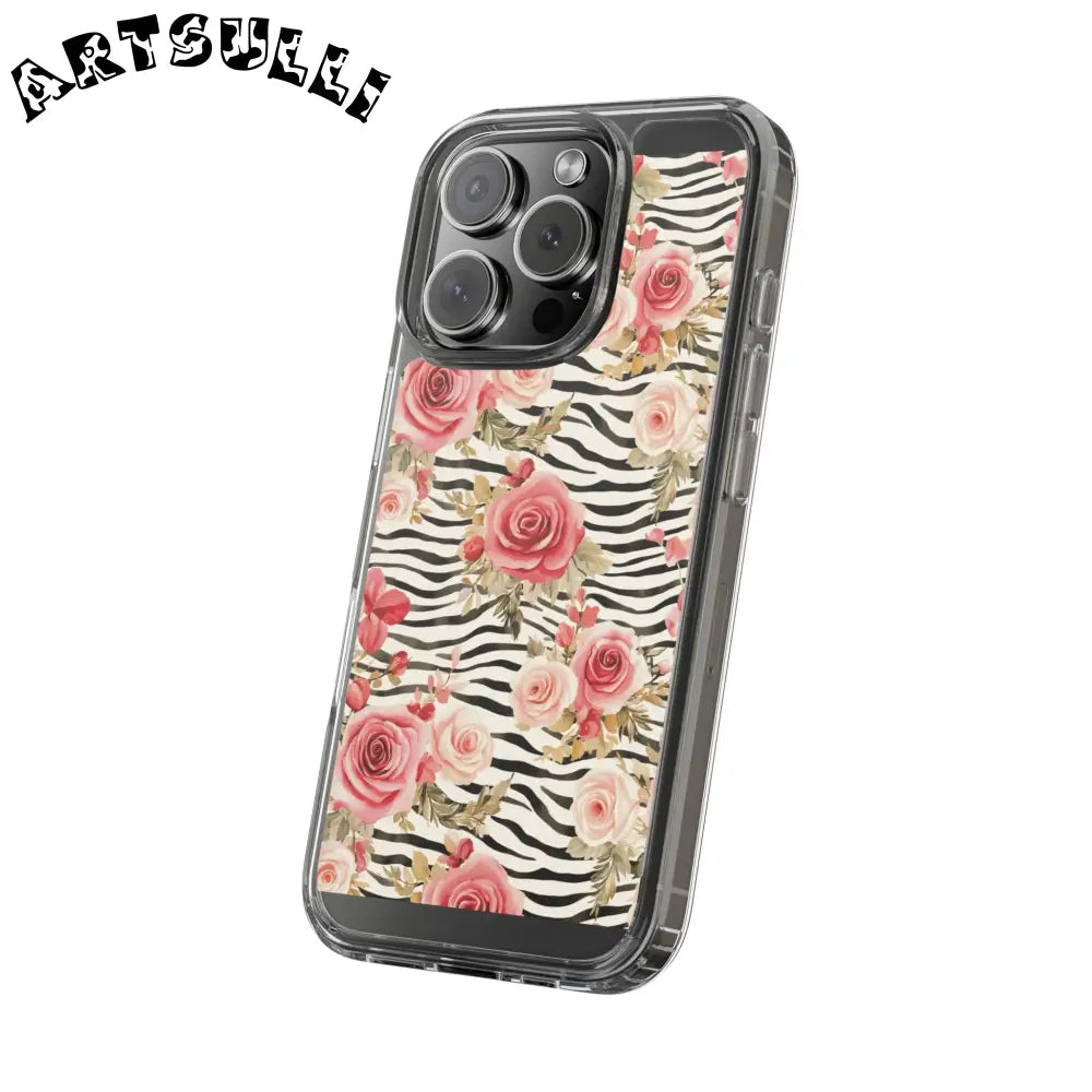 JAKKOUTTHEBXX Pink Floral Zebra Stripe Clear Case 2025