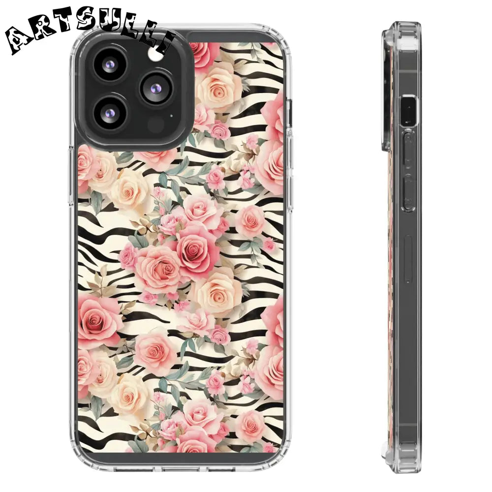 JAKKOUTTHEBXX Pink Floral Zebra Print Clear Case 2025