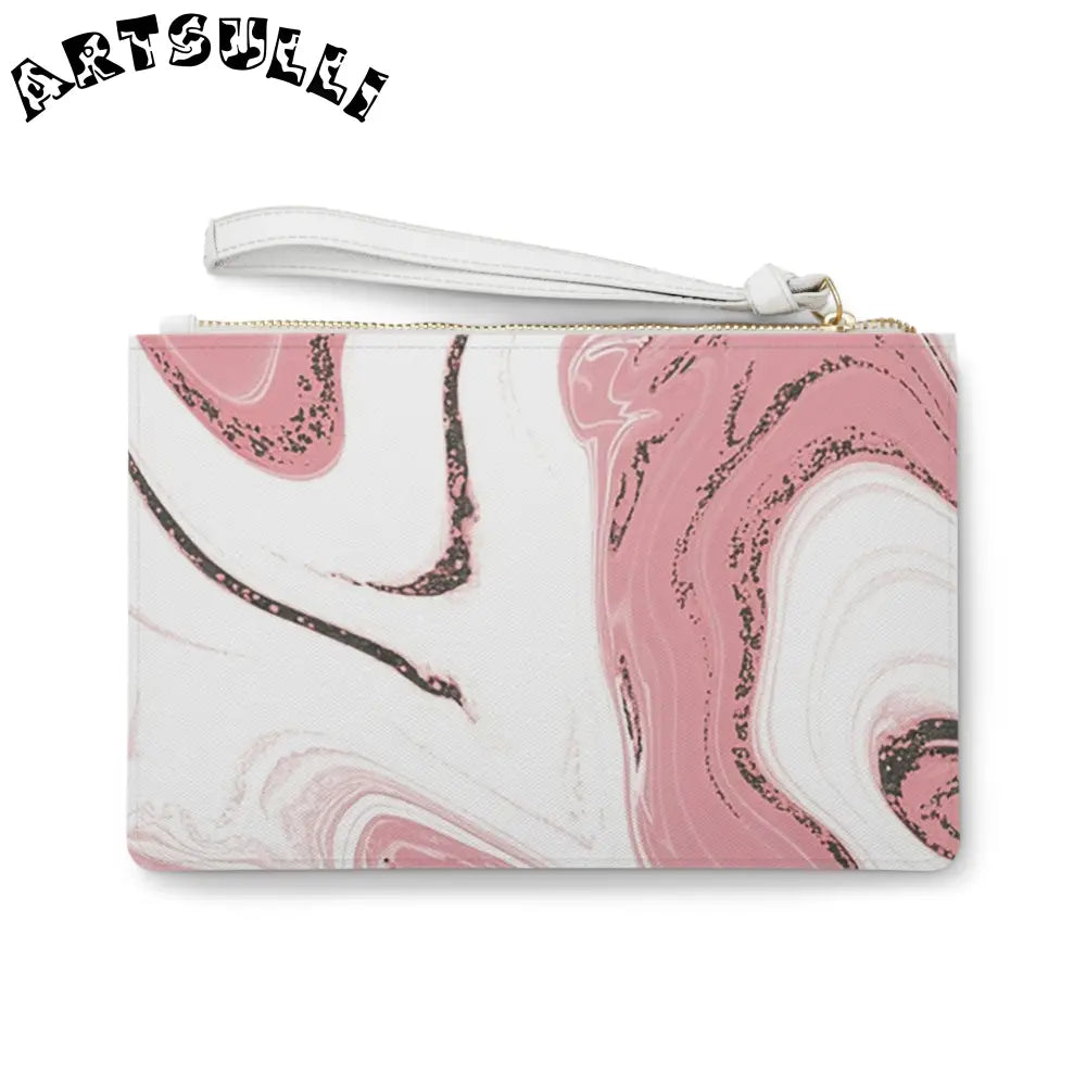 JAKKOUTTHEBXX Pink and White Marble Saffiano Clutch Bag 2025