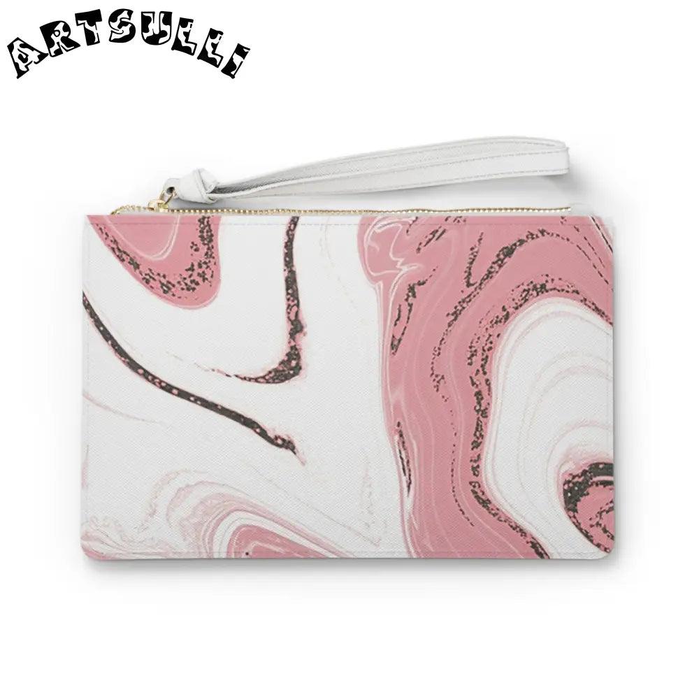 JAKKOUTTHEBXX Pink and White Marble Saffiano Clutch Bag 2025
