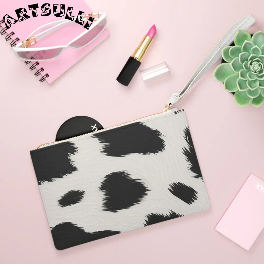 JAKKOUTTHEBXX Cow Print Faux Leather Clutch Bag 2025