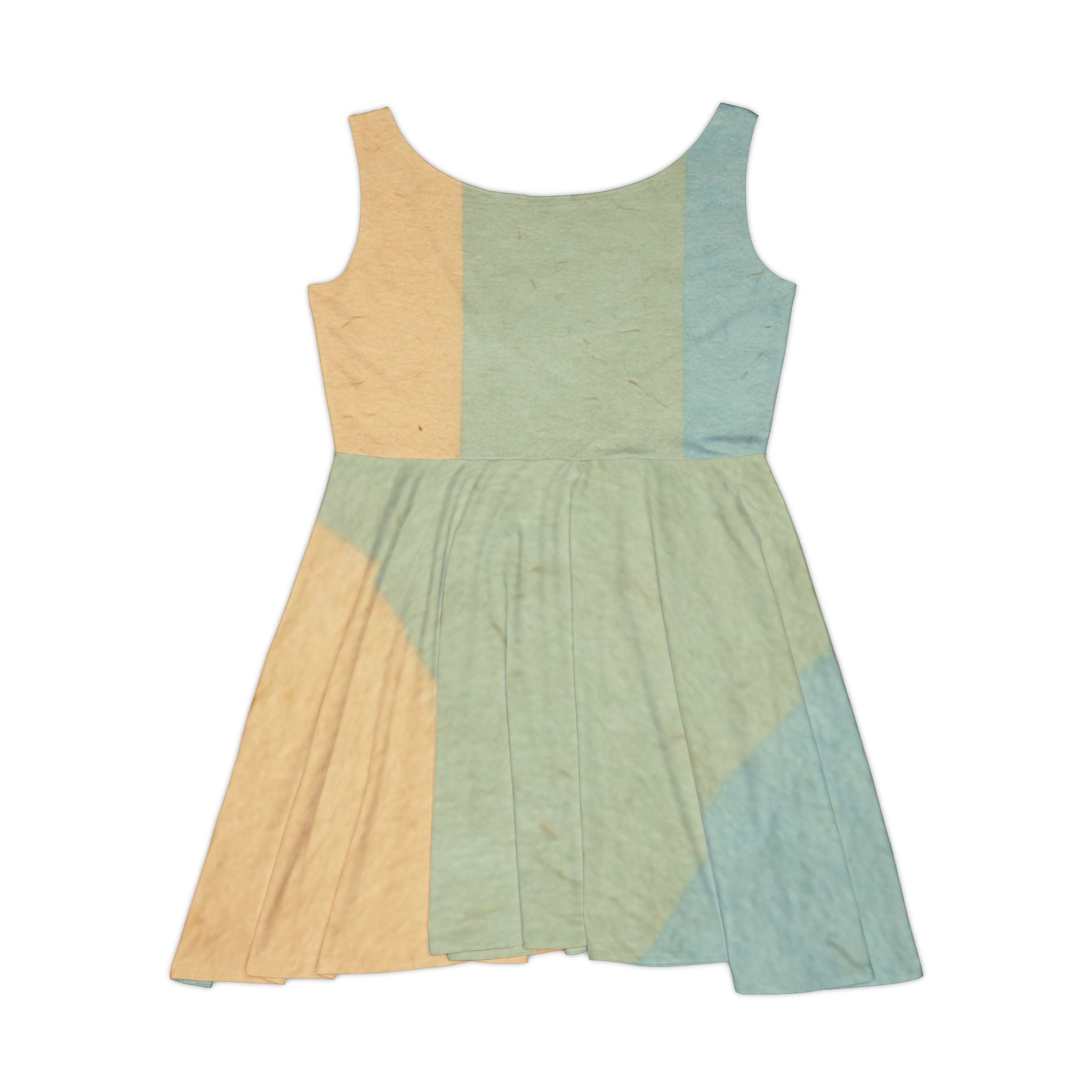 Color Block Sleeveless Skater Dress, Artsulli - Art is Long, Life is Short, All Over Prints, , , , , , , 