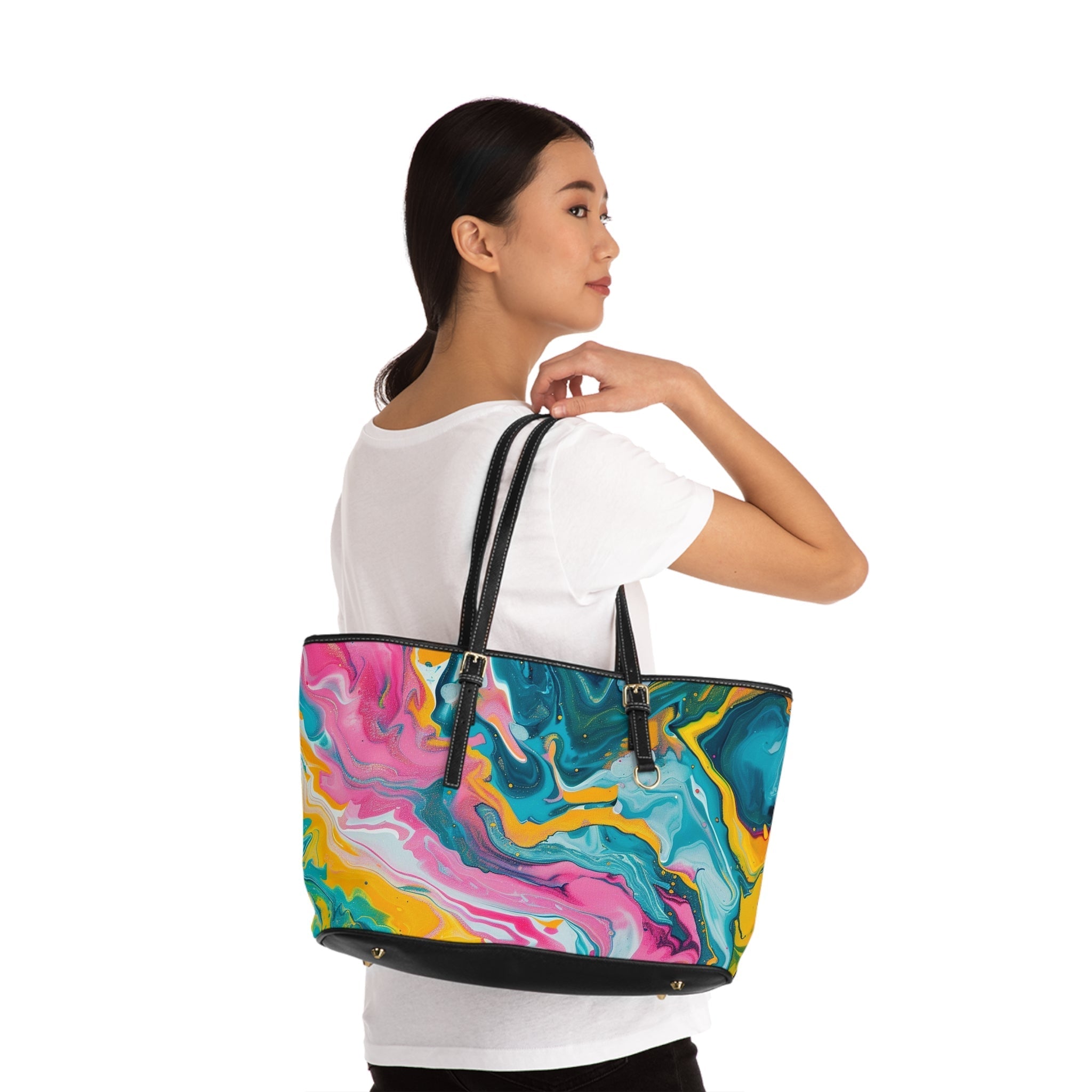 Printify Colorful Abstract Art PU Leather Shoulder Bag 2025