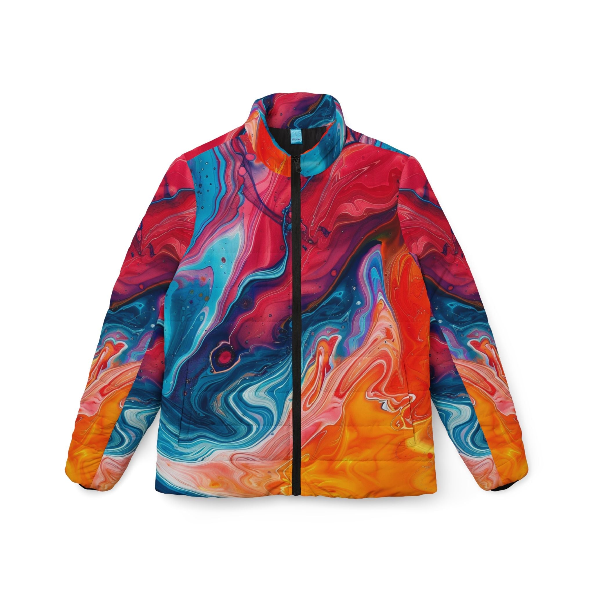 Printify Colorful Abstract Art Puffer Jacket 2025