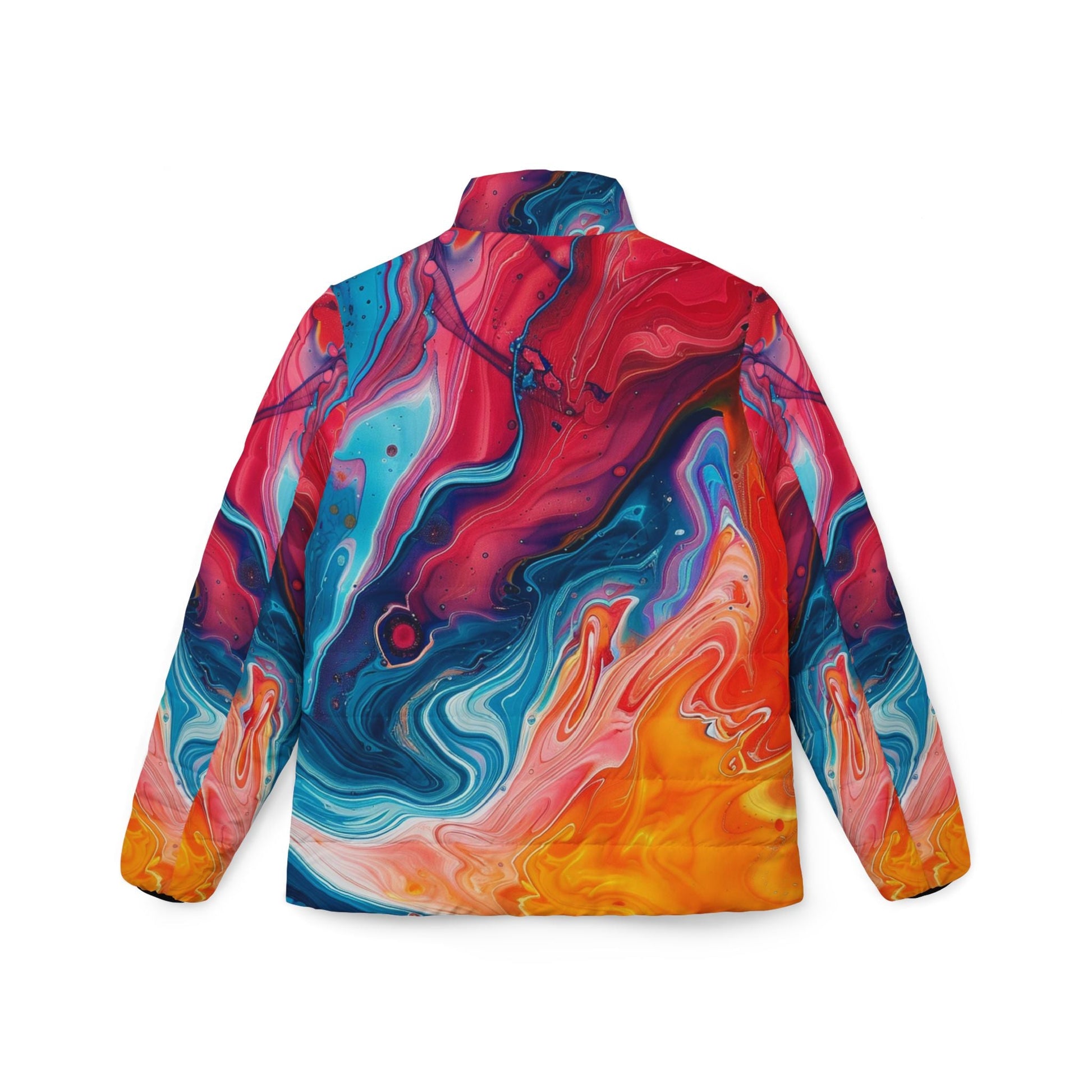 Colorful Abstract Art Puffer Jacket, Artsulli - Art is Long, Life is Short, All Over Prints, , , , , , , 