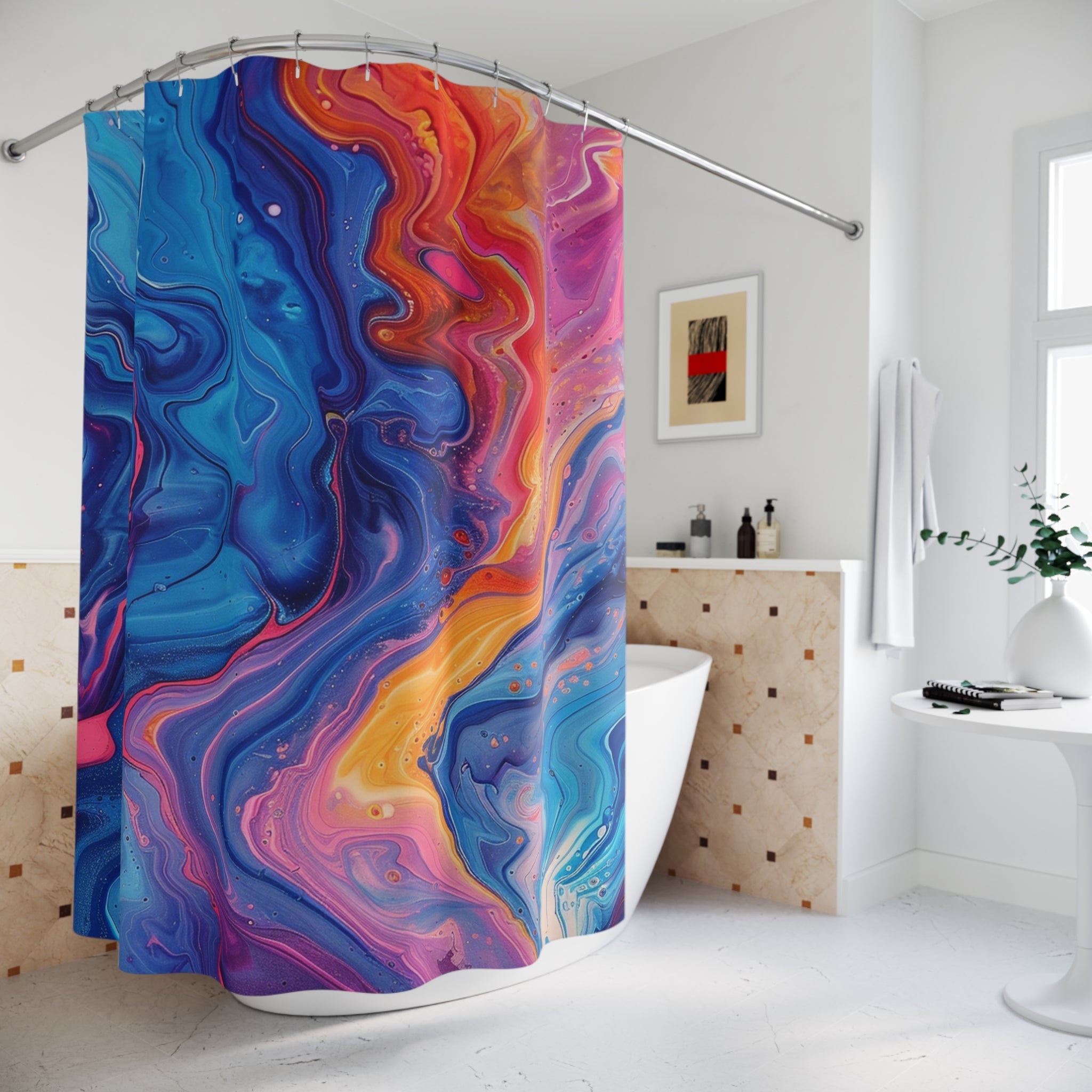 Colorful Abstract Art Shower Curtain, Artsulli - Art is Long, Life is Short, Home Decor, , , , , , , 