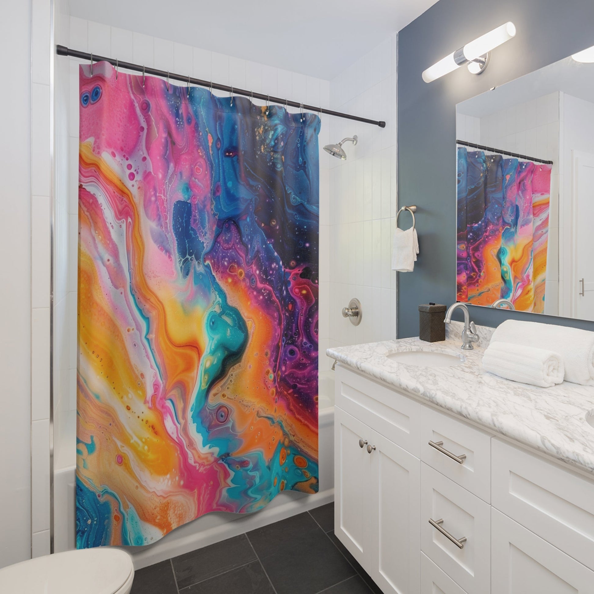 Colorful Abstract Art Shower Curtain, Artsulli - Art is Long, Life is Short, Home Decor, , , , , , , 