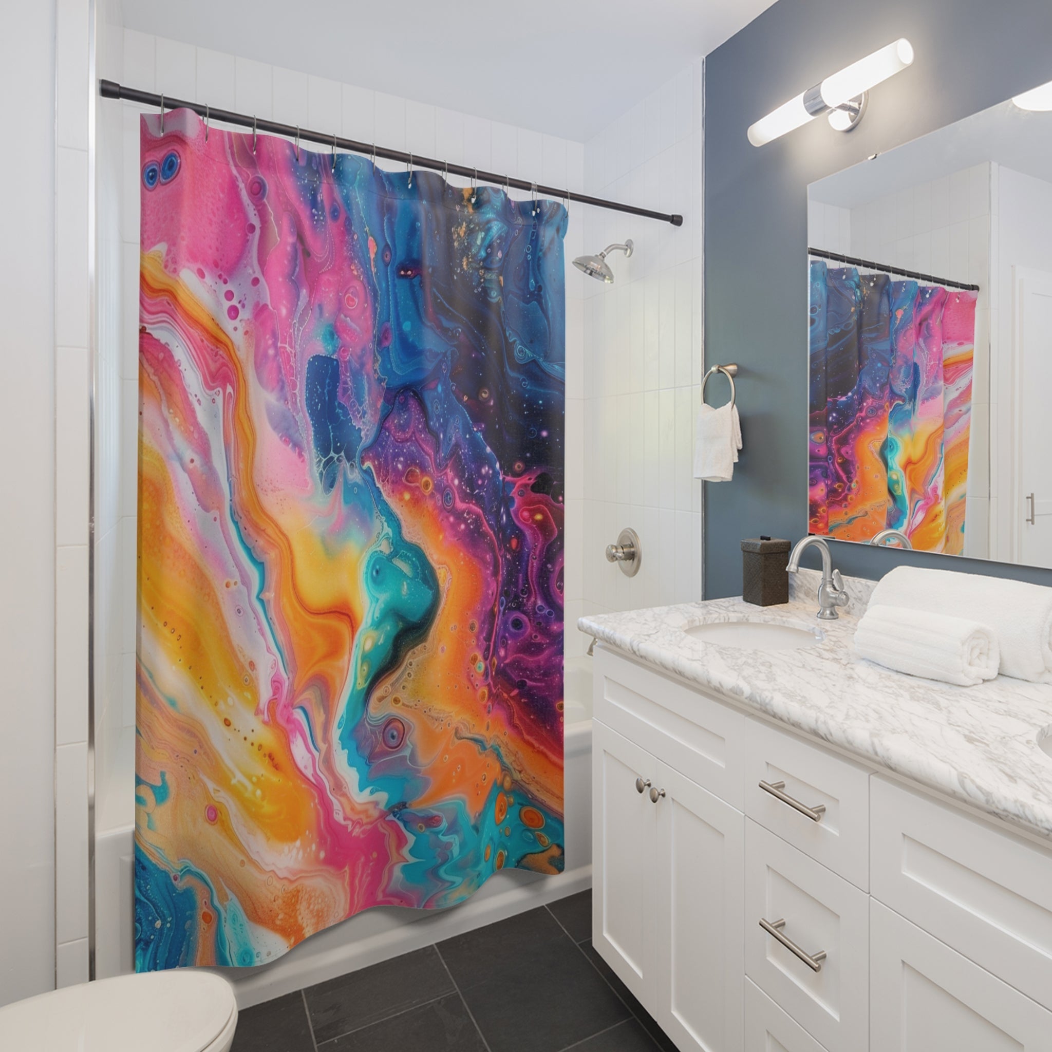 Colorful Abstract Art Shower Curtain, Artsulli - Art is Long, Life is Short, Home Decor, , , , , , , 
