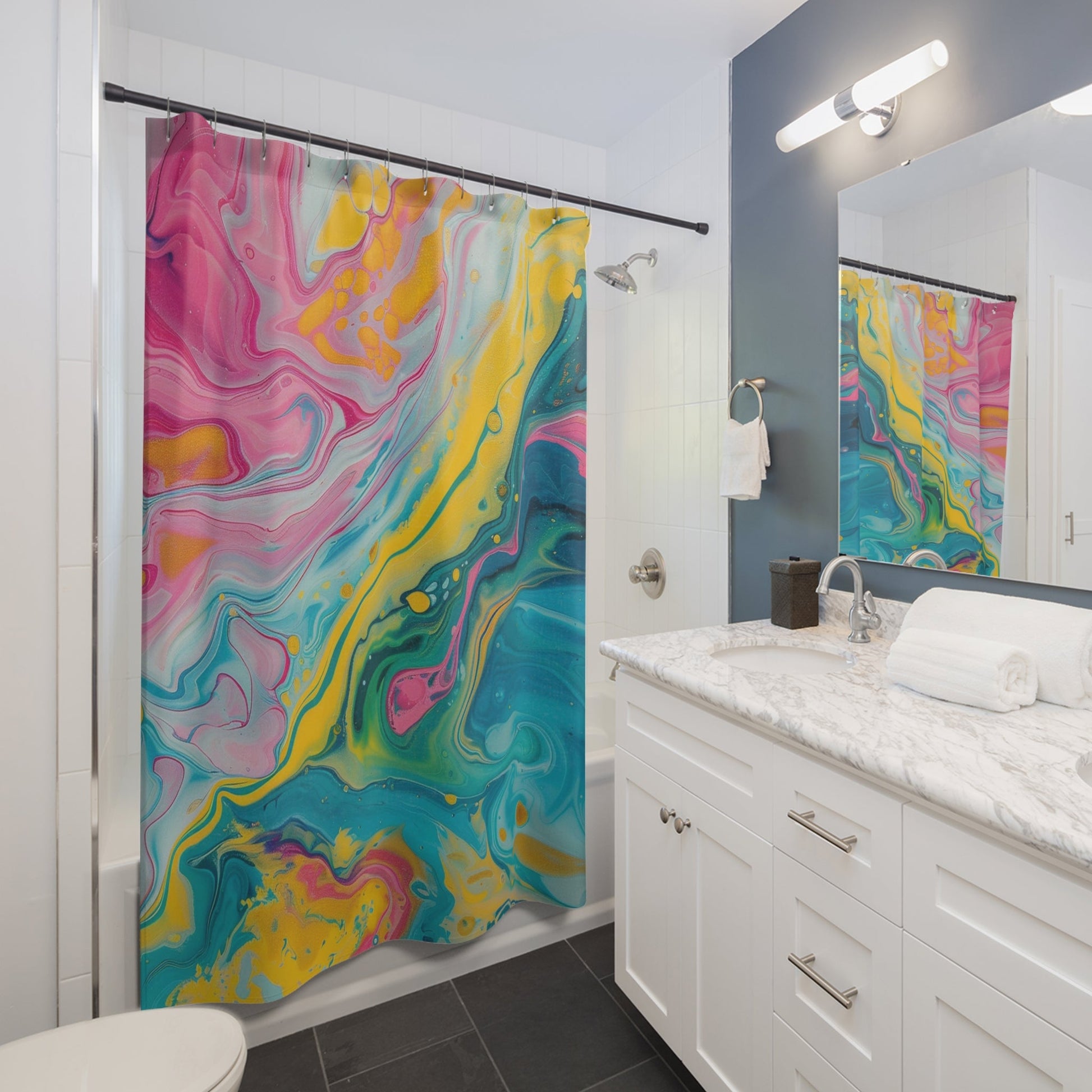 Colorful Abstract Art Shower Curtain, Artsulli - Art is Long, Life is Short, Home Decor, , , , , , , 