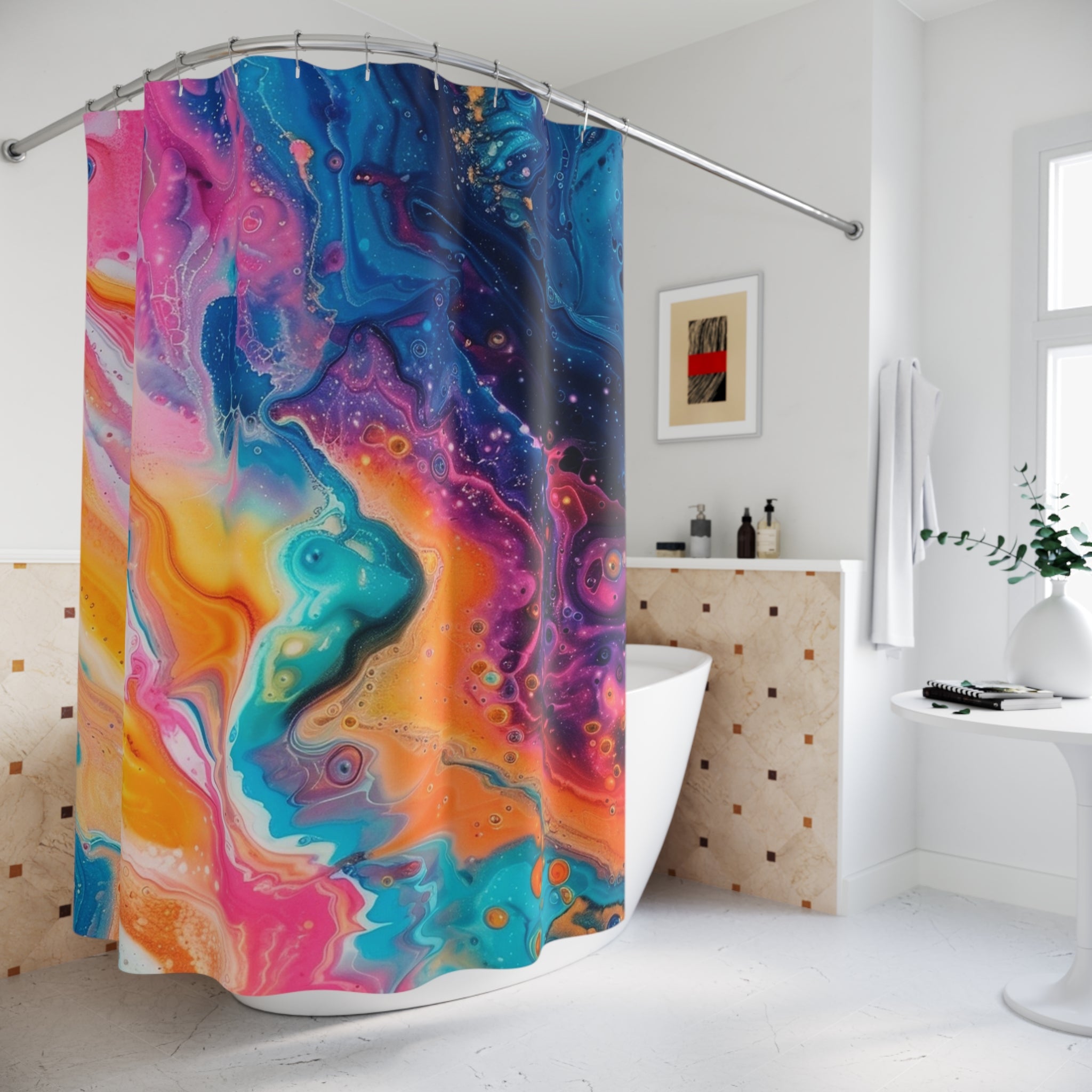 Colorful Abstract Art Shower Curtain, Artsulli - Art is Long, Life is Short, Home Decor, , , , , , , 