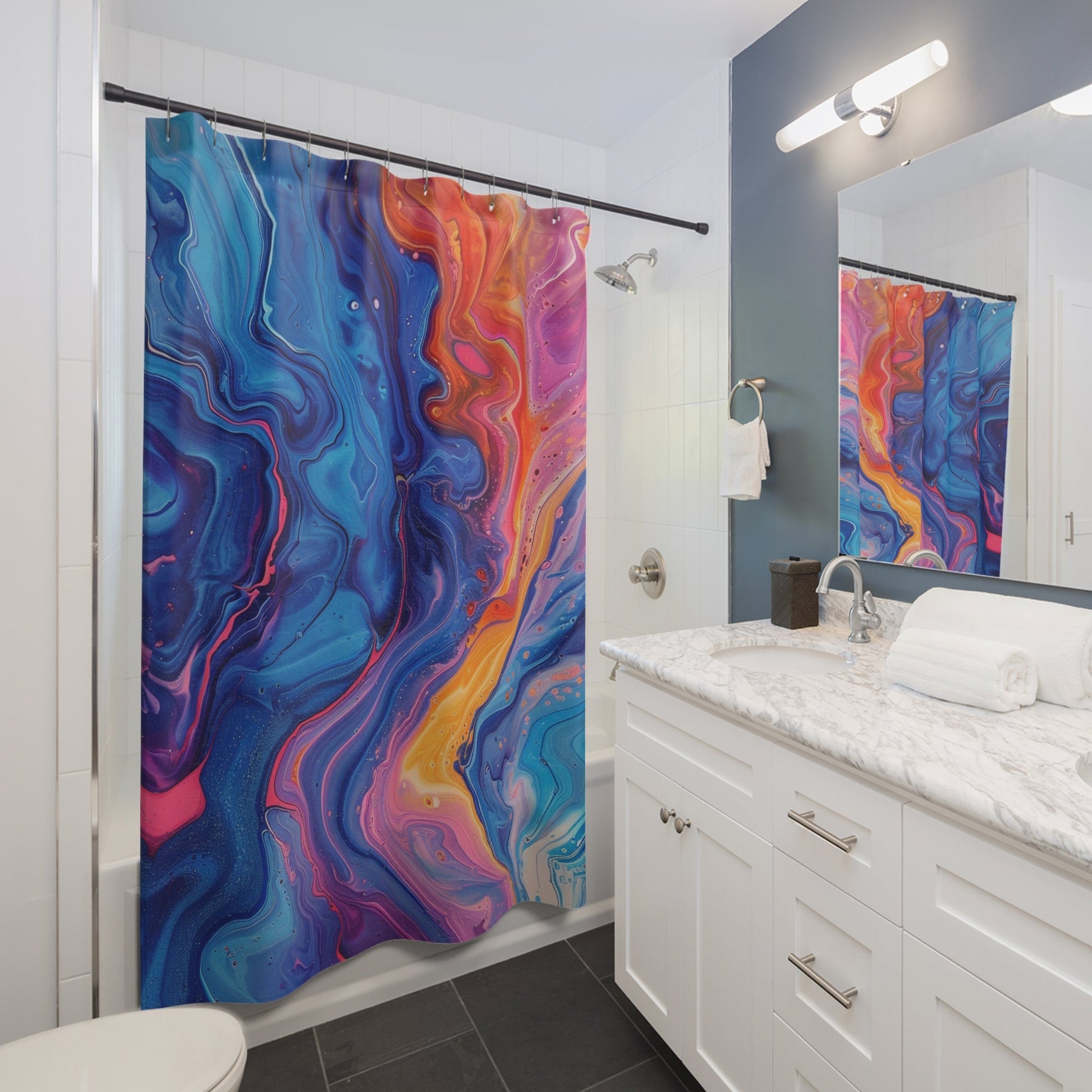 Colorful Abstract Art Shower Curtain, Artsulli - Art is Long, Life is Short, Home Decor, , , , , , , 