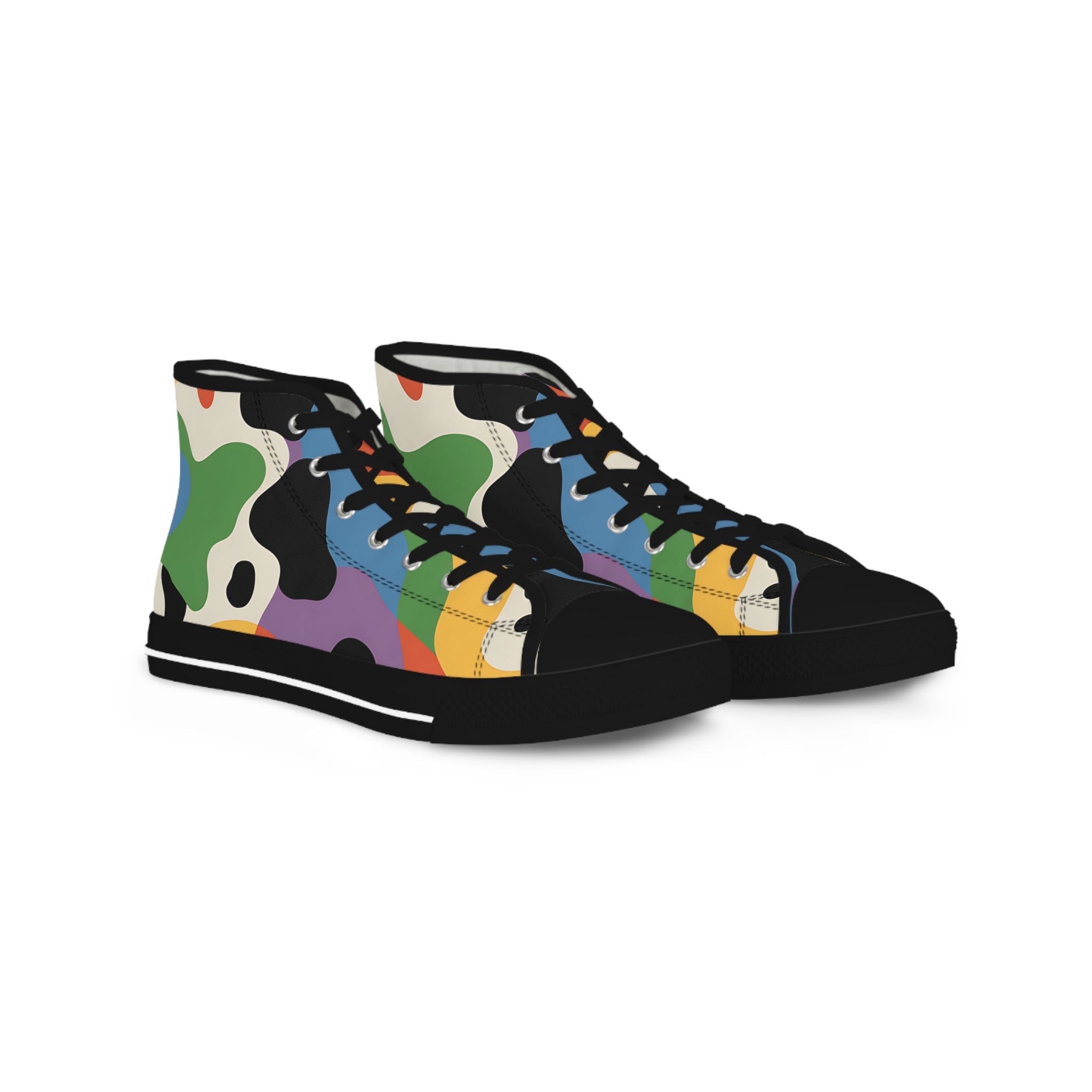 Colorful Abstract Canvas High-Top Sneakers, Artsulli - Art is Long, Life is Short, Shoes, Size, US 5, Color, Black sole, , , 24866666120456382657